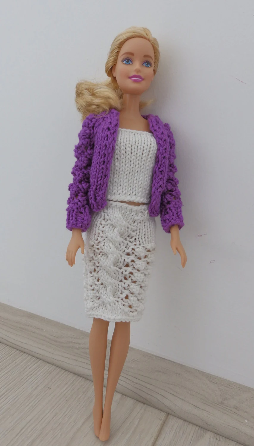 Barbie Outfit, Barbie Skirt, Barbie Top, Barbie Cardigan