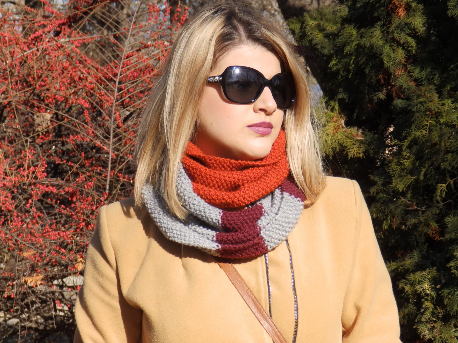 Crazy Color Blocks Infinity Scarf, Oversized Cowl