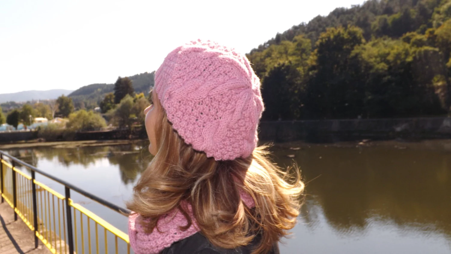 Pink Winter Hat, Woman Beret, Tam, Cable hat