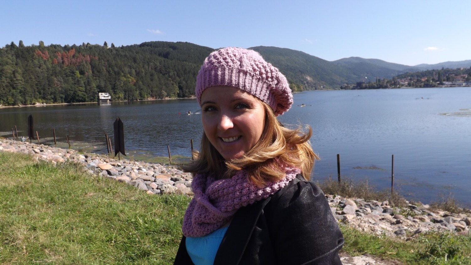 Pink Winter Infinity Scarf, Woman Scarf, Bobbles