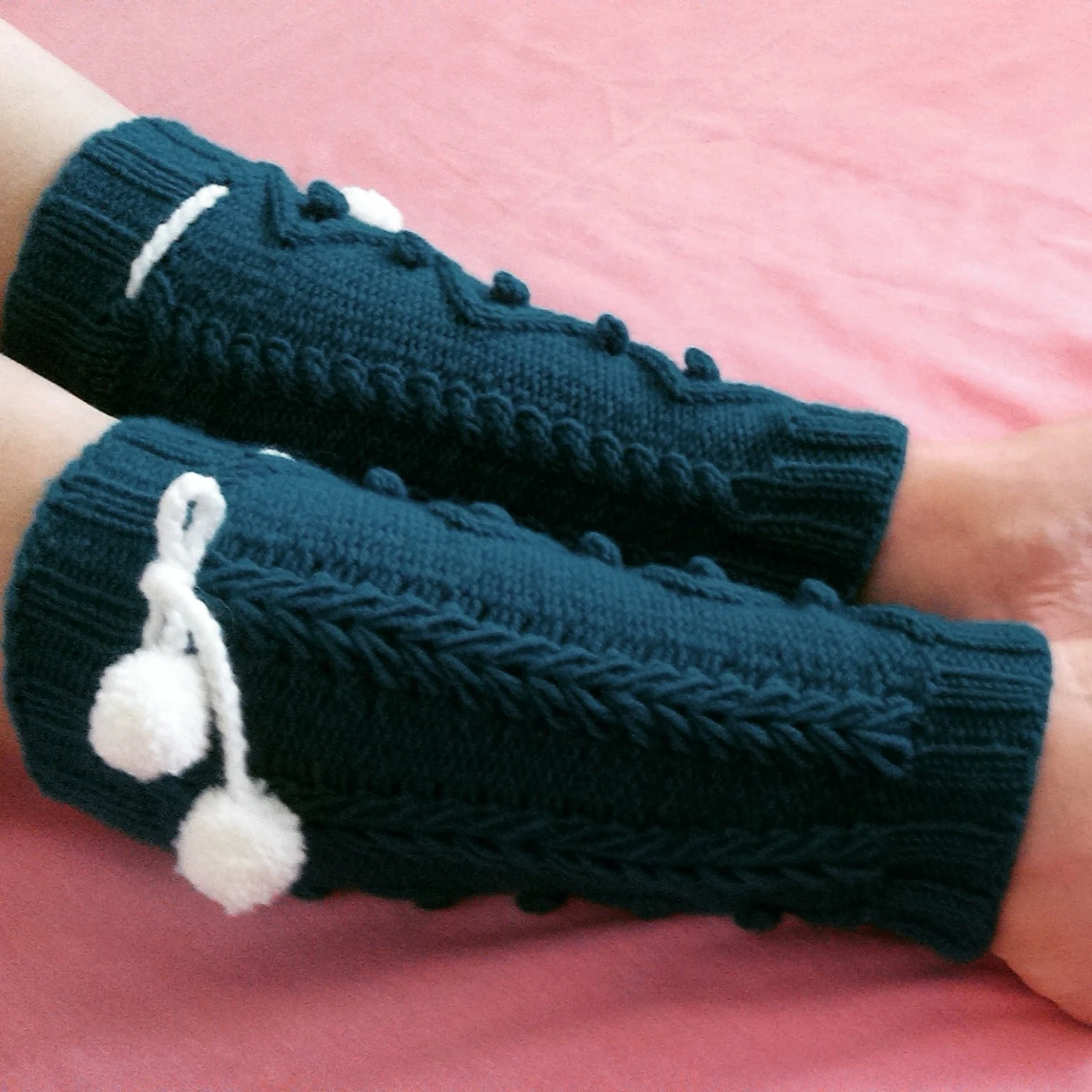 The Aristocrat Legwarmers, Pompom Legwarmers, Cables and Bubbles Legwarmers